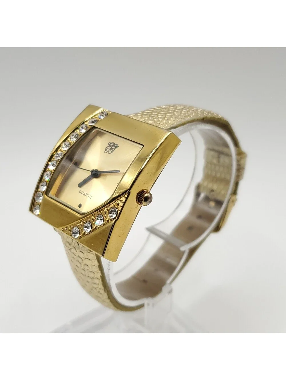 Elizabeth Taylor Quartz Womens Watch 29mm Square Gold Tone New Battery